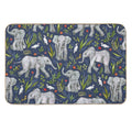Baby Elephants And Egrets in Watercolor - Navy Blue  Anti-Trip Bath Mat