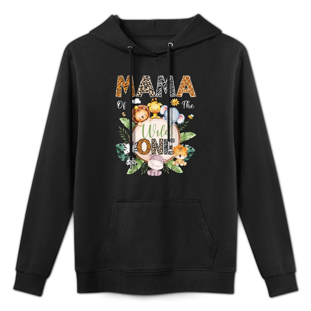 Mama Of The Wild One 1St Birthday Safari Jungle Animal Shrink-Resistant Hoodie