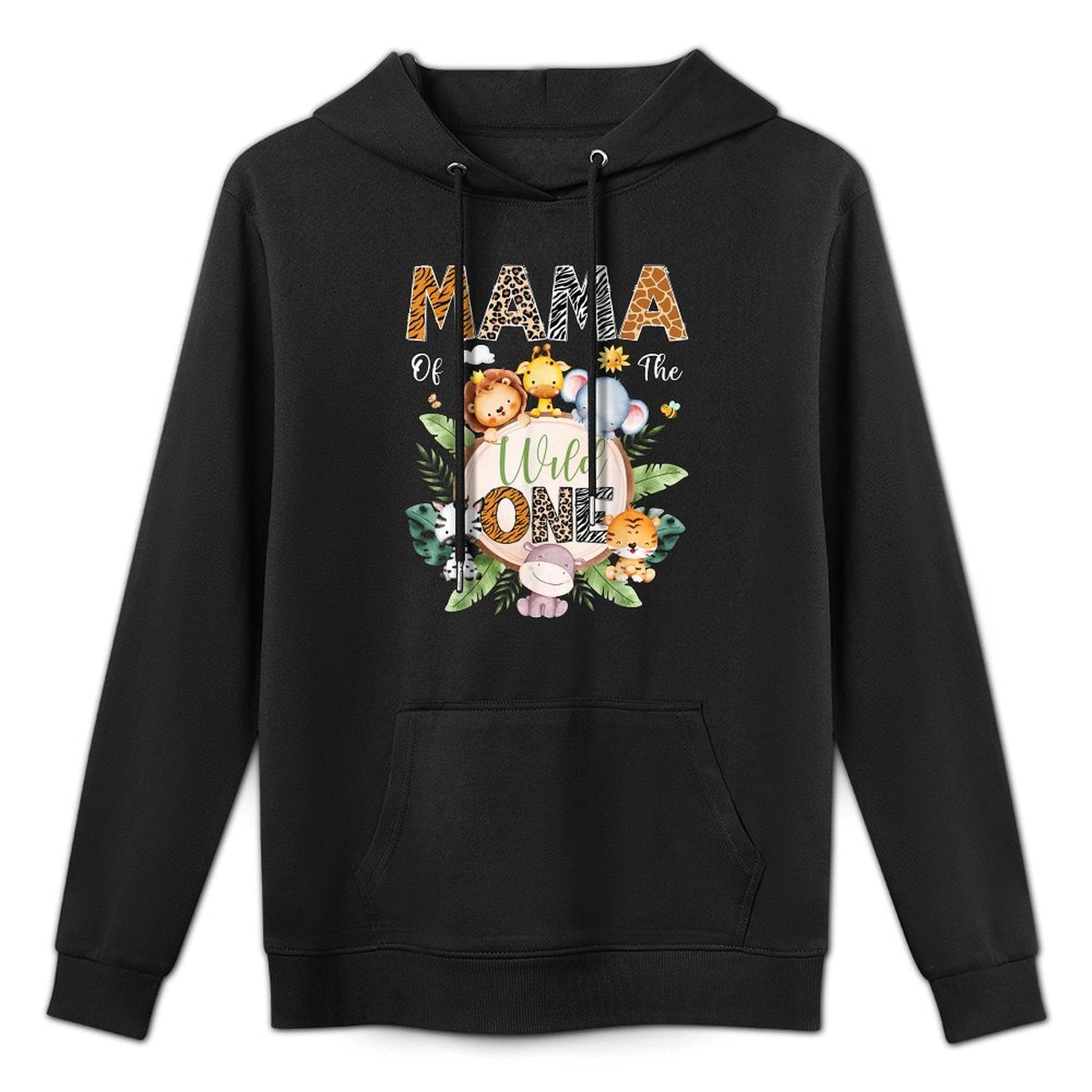 Mama Of The Wild One 1St Birthday Safari Jungle Animal Shrink-Resistant Hoodie
