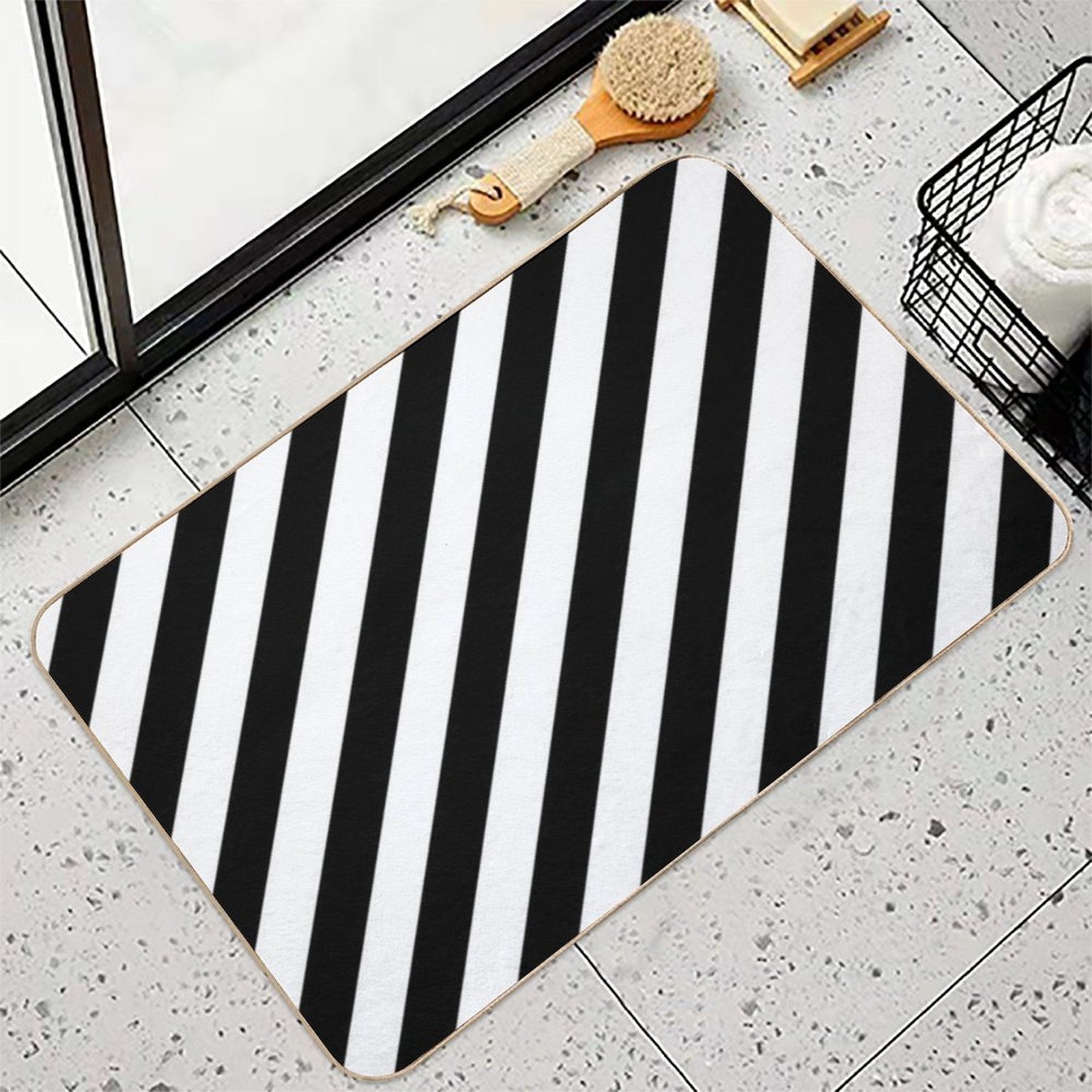Black And White Diagonal Stripe Duvet Cover Phone Case  Slip-Resistant Bath Mat