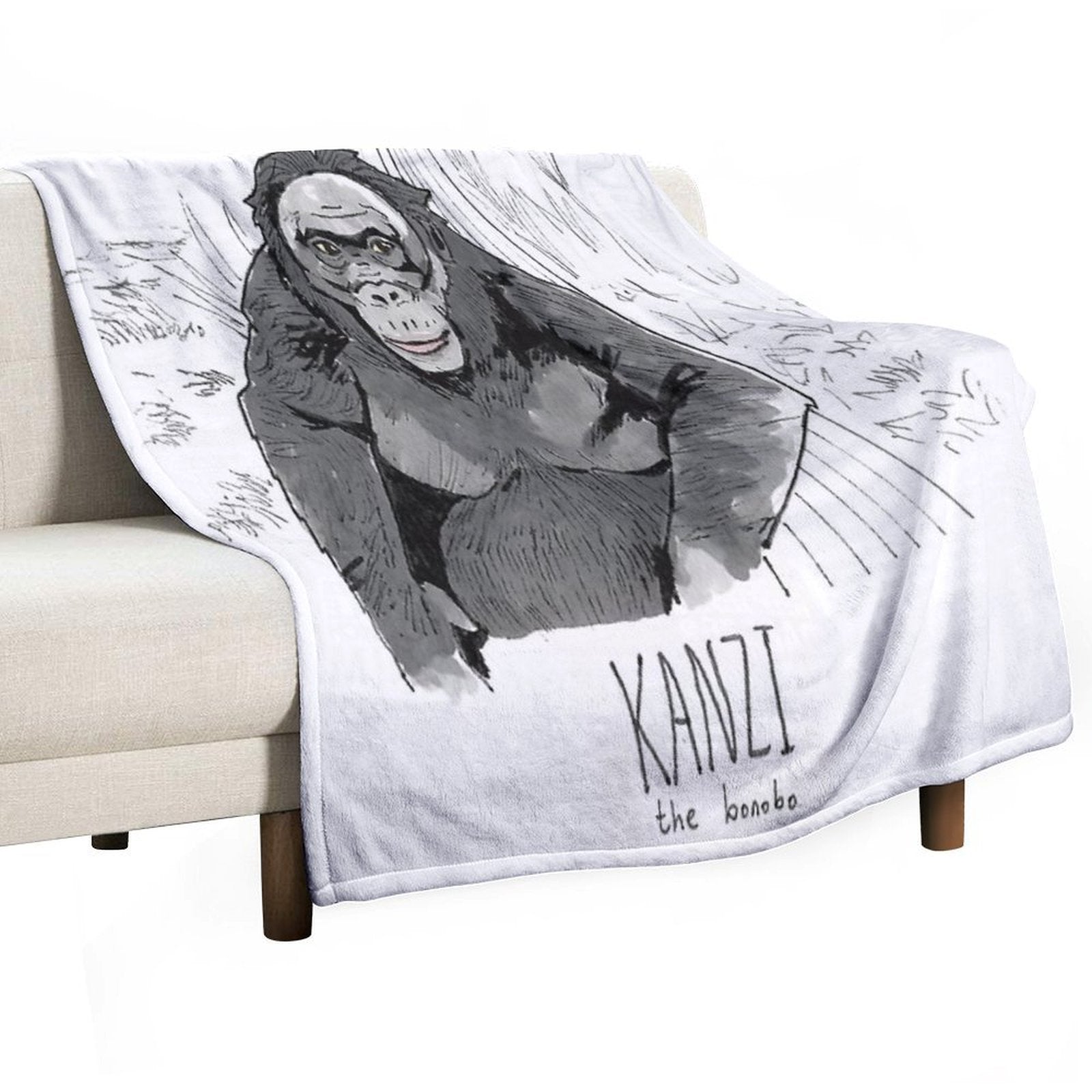 Kanzi The Bonobo Lightweight Throw Blanket