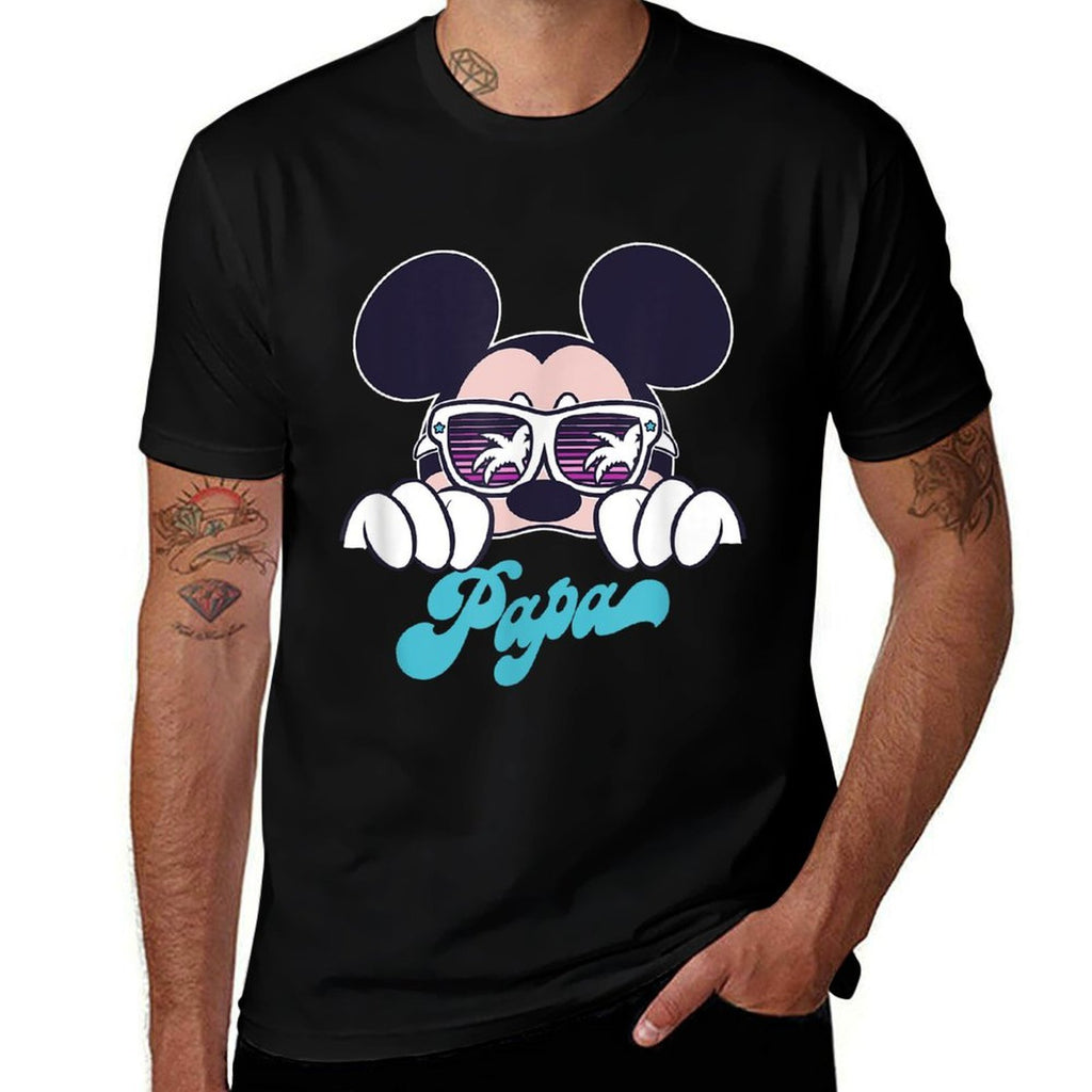 Disney Mickey And Friends Cool Mickey Summer Vibes Papa Logo  Slim-fit Cut T-Shirt