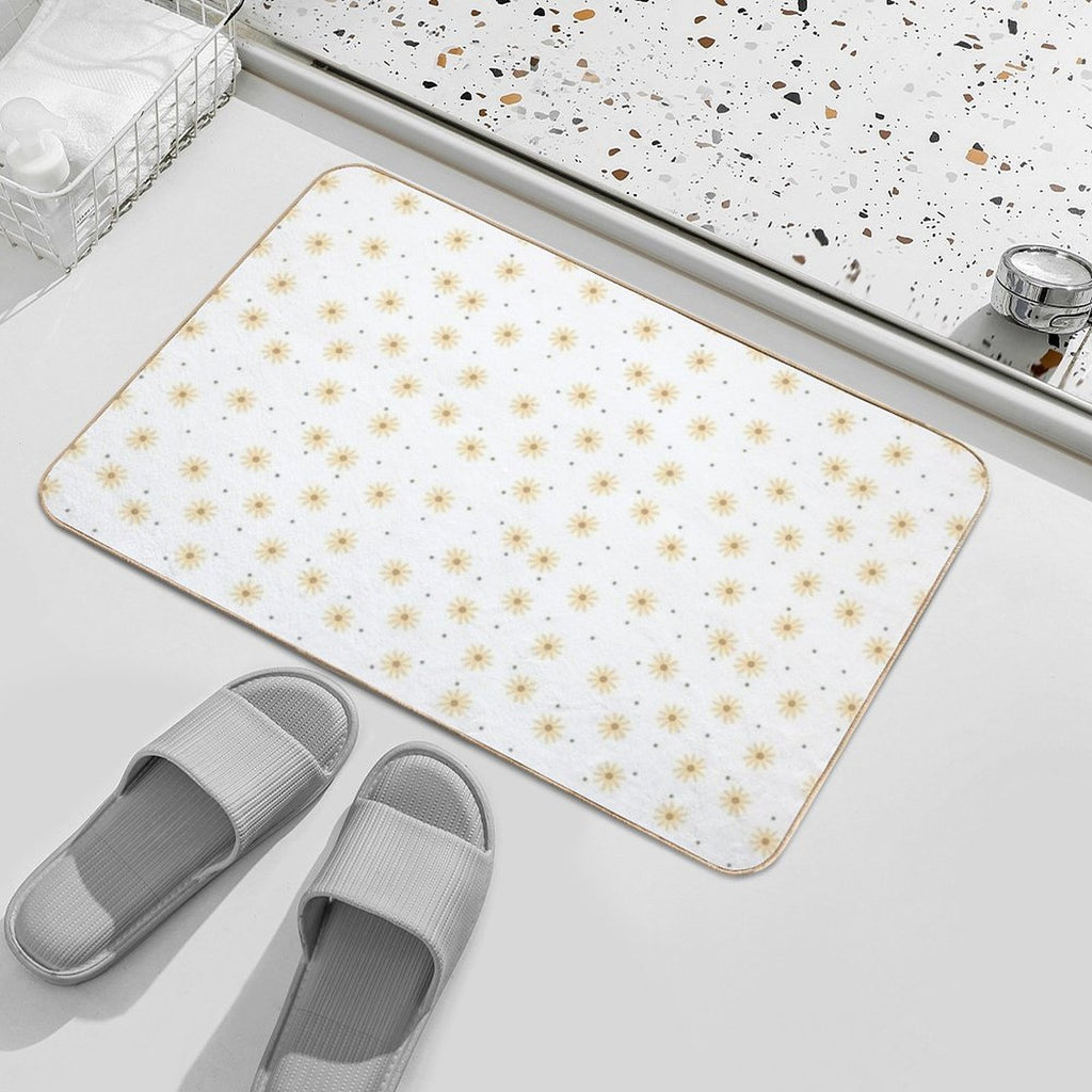 Dainty Yellow Daisies on White  Dirt-Trapping Bath Mat