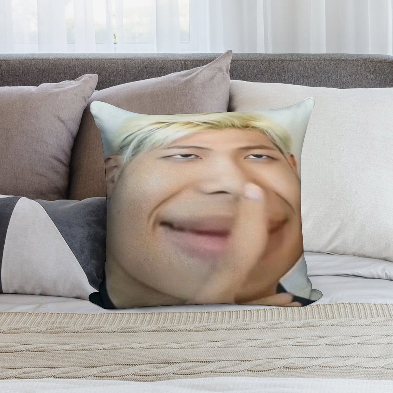 Namjoon Meme Soft Washable Throw Pillow