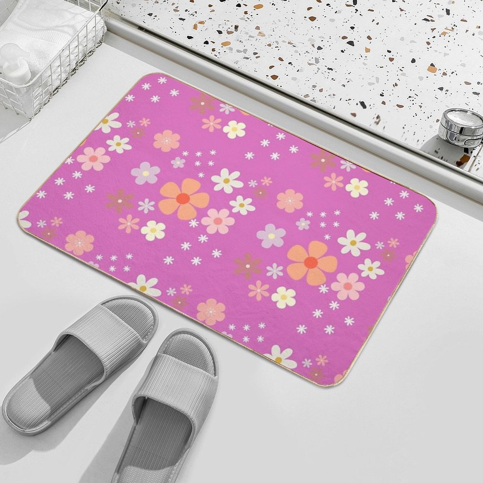 Wallpaper Frenzy Flower Power  Pet-Safe Bath Mat