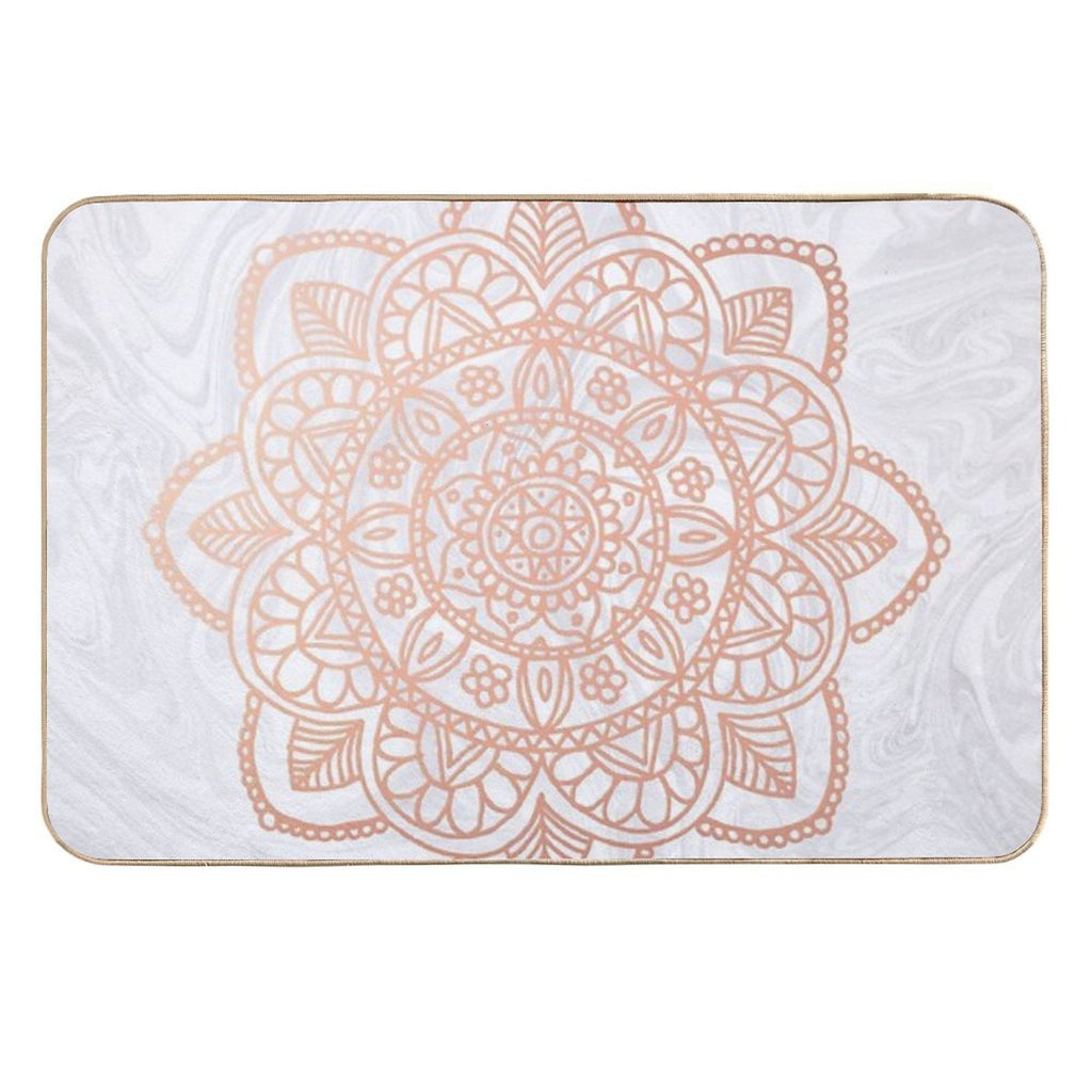 Rose Gold Mandala on White Marble  Versatile Bath Mat