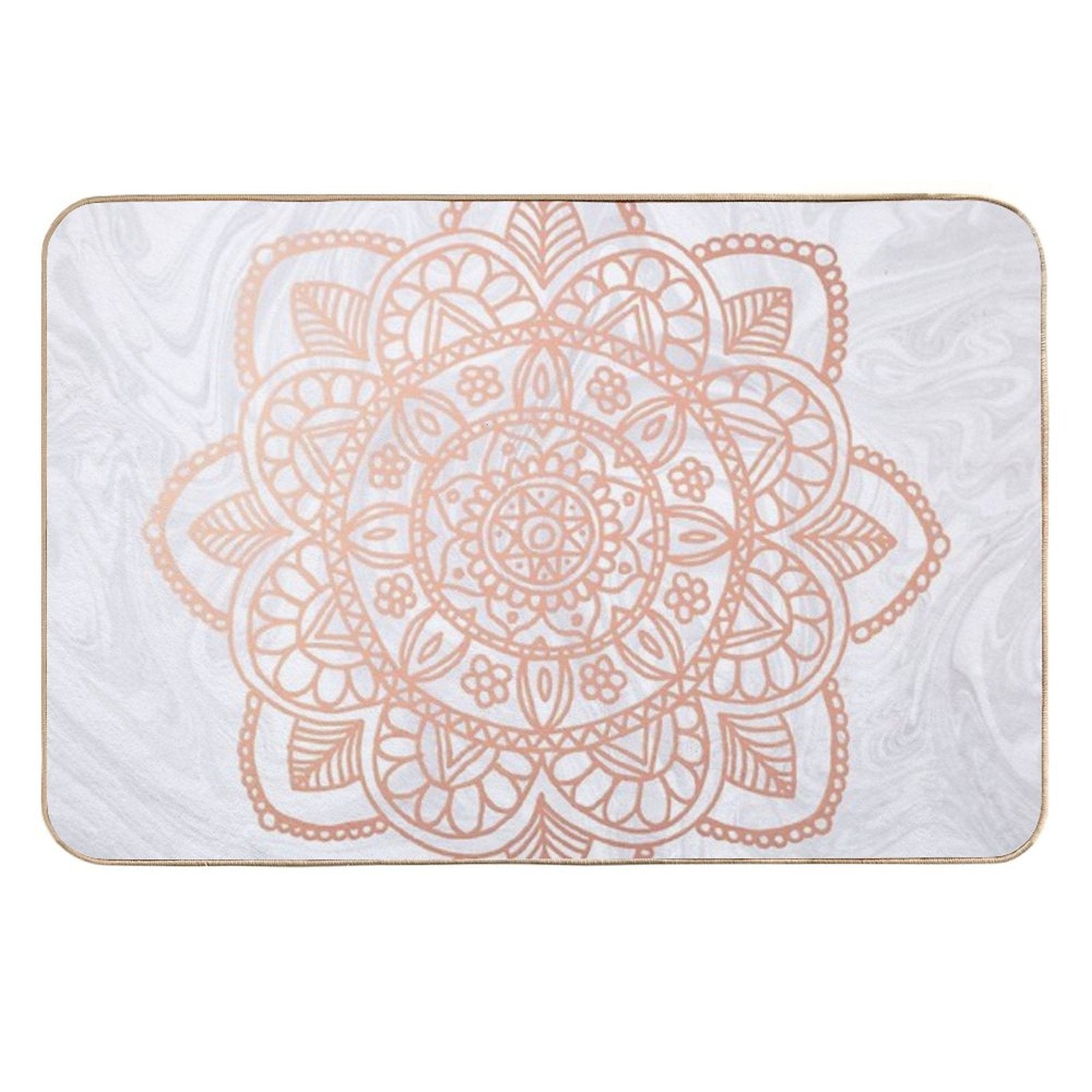 Rose Gold Mandala on White Marble  Versatile Bath Mat