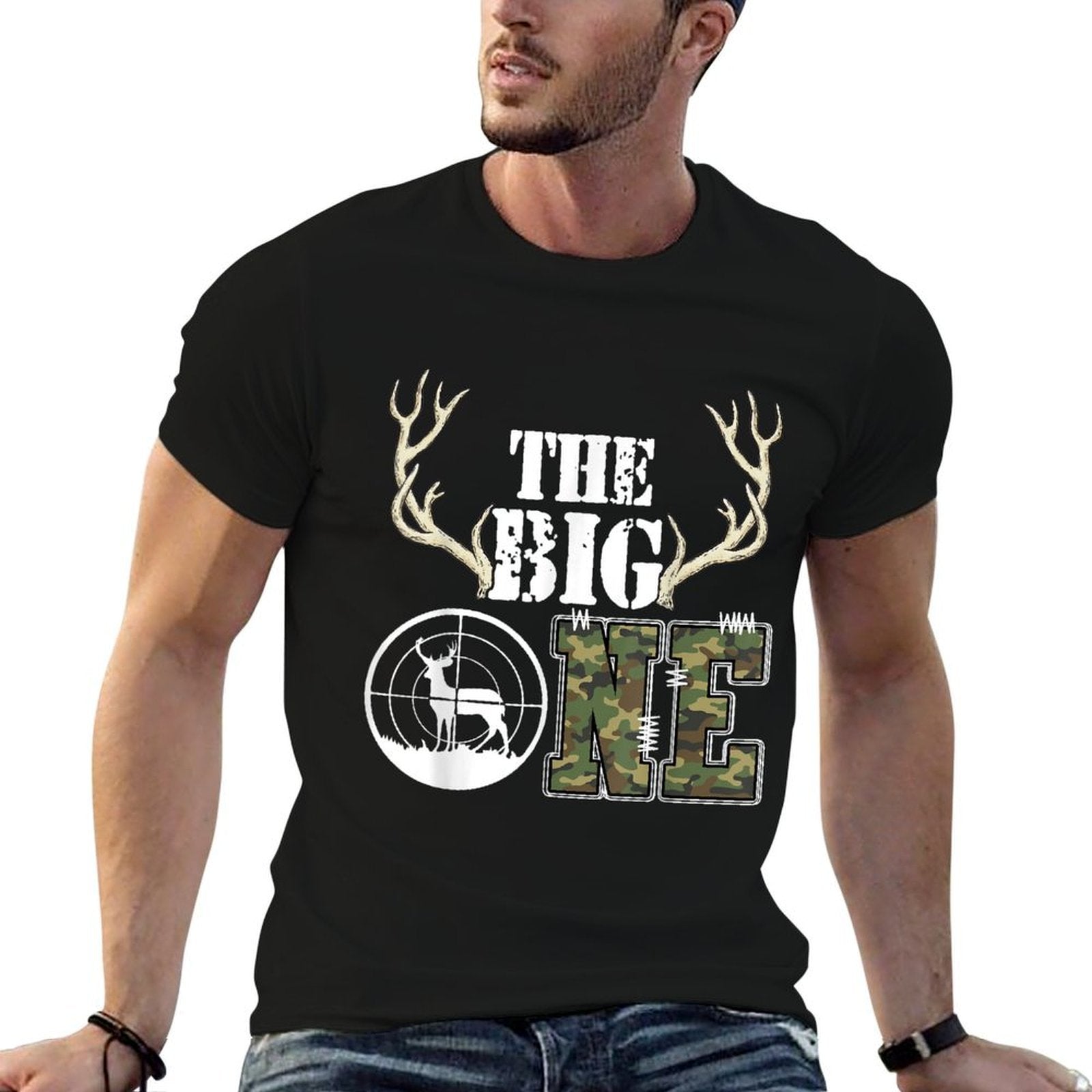 The Big One Birthday Boy Deer Hunter Camouflage 1st Birthday  Durable T-Shirt