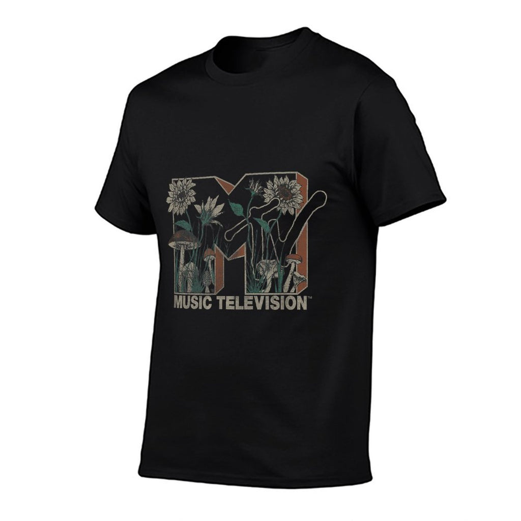 MTV Music Television Wild Flower Mushrooms MTV Logo  Wrinkle-resistant T-Shirt