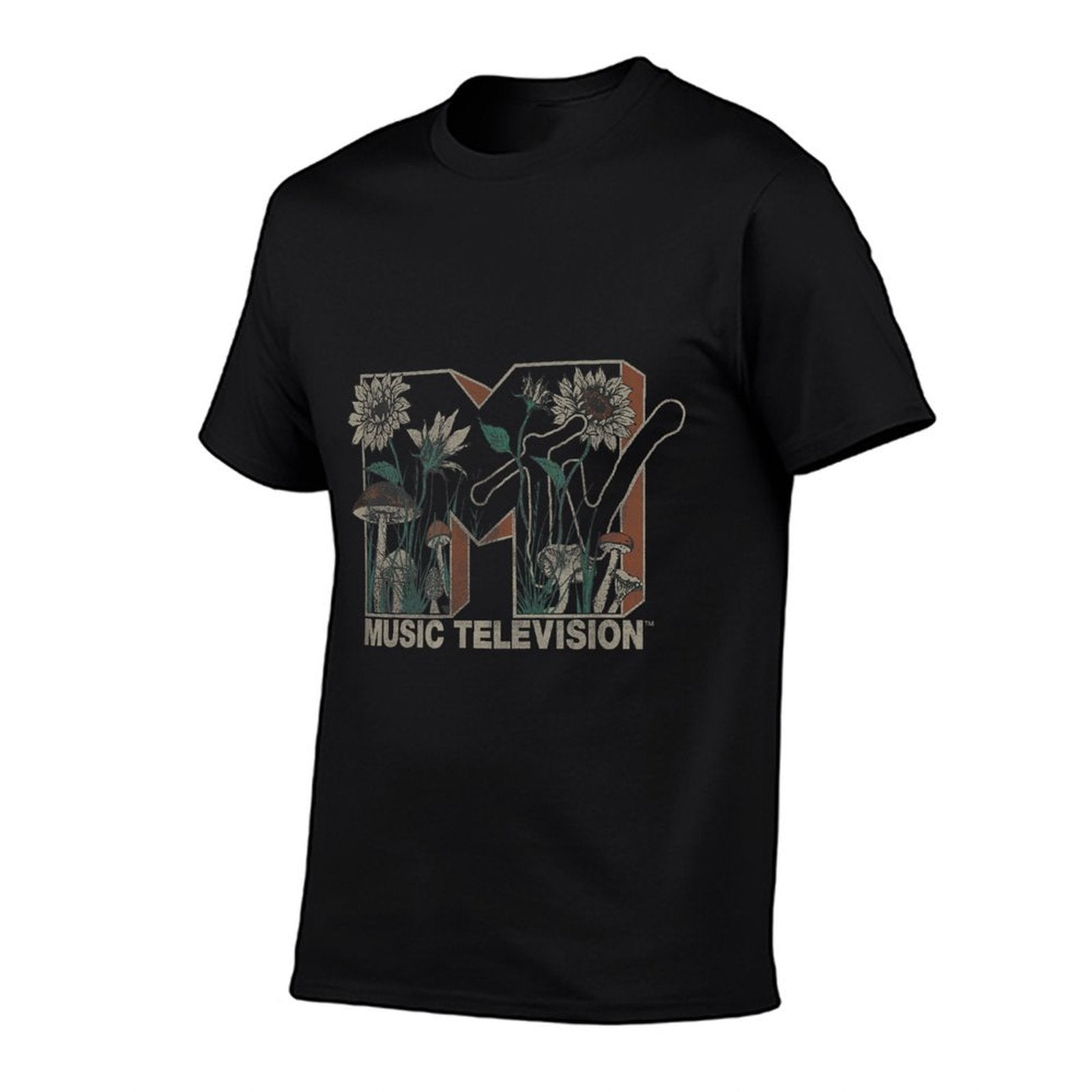 MTV Music Television Wild Flower Mushrooms MTV Logo  Wrinkle-resistant T-Shirt