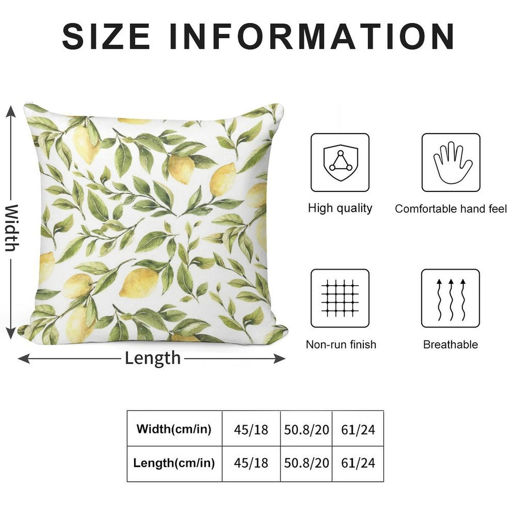Summer Yellow Lemon Citrus And Green Foliage Soft Washable Throw Pillow