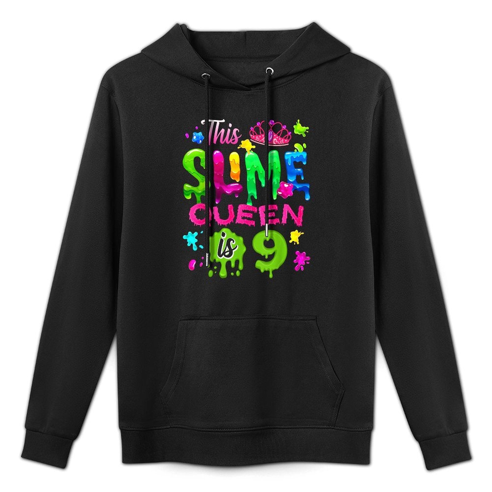 9 Years Old Birthday Party 9th Bday This Slime Queen Is 9 Layering Staple Hoodie