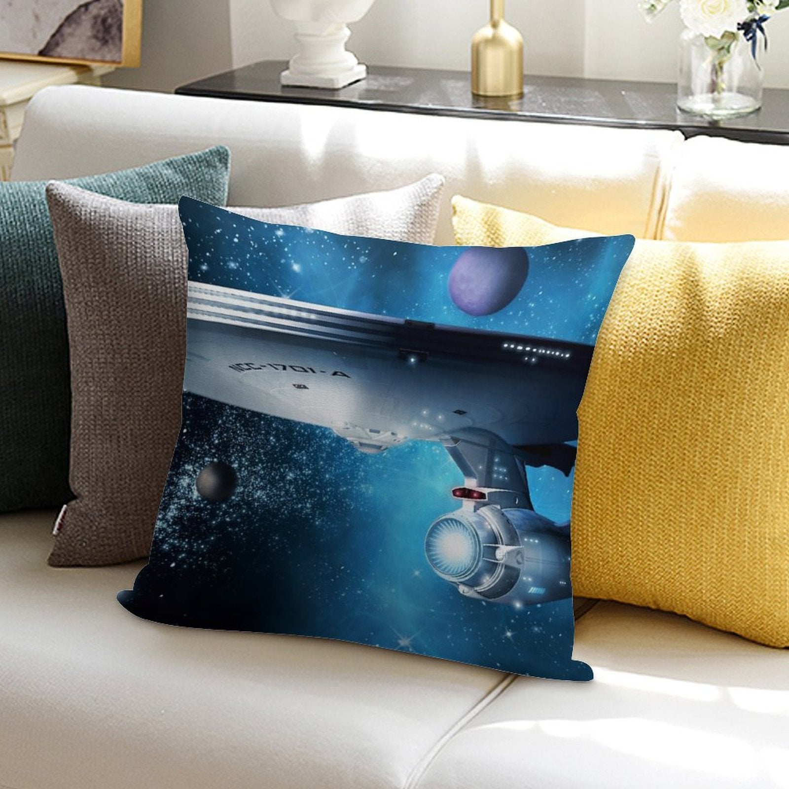 Enterprise A - Where Silence Has Lease Soft Short Plush Fabric Throw Pillow