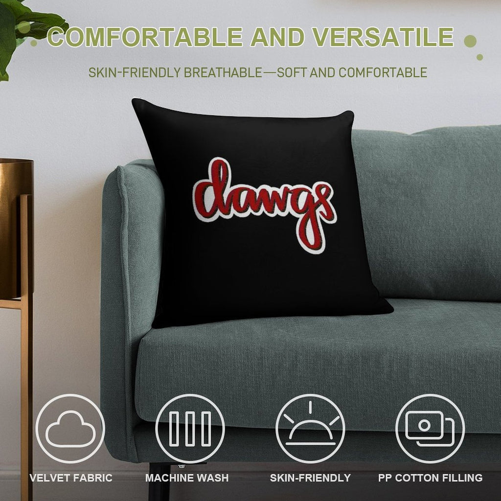 Dawgs Retro Calligraphy Soft Ultra-Soft Texture Throw Pillow