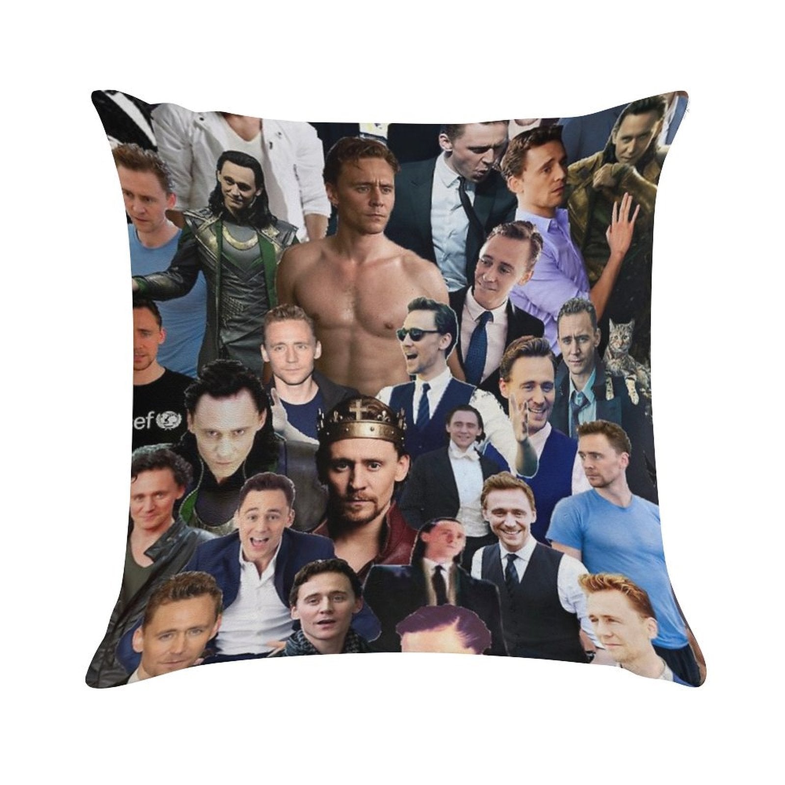 Tom Hiddleston Collage Soft Short Plush Fabric Throw Pillow