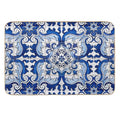 Antique Classic Lisbon Blue Azulejo Tile Floral Pattern  Stain-Proof Bath Mat
