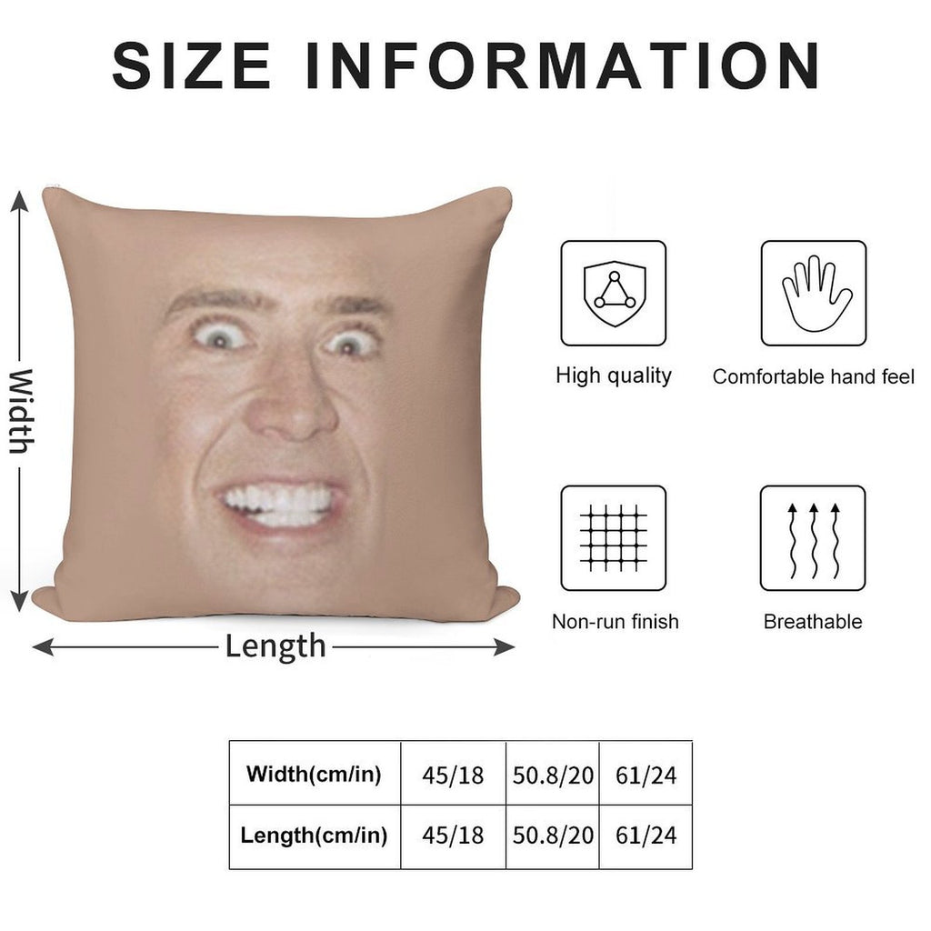 Nicholas Cage Face Pattern Soft Skin-Friendly Throw Pillow