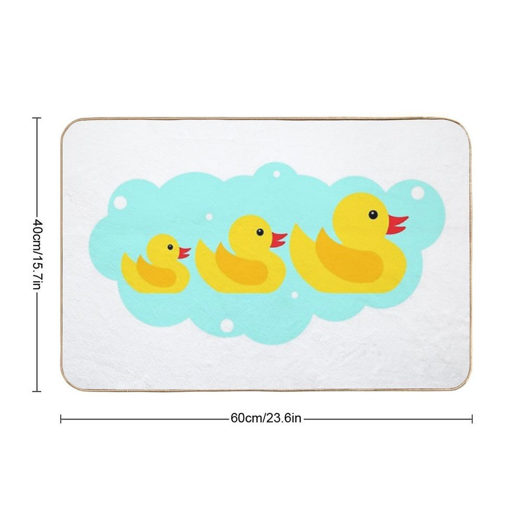 Cute Yellow Bathtime Rubber Ducks Family  Stain-Proof Bath Mat