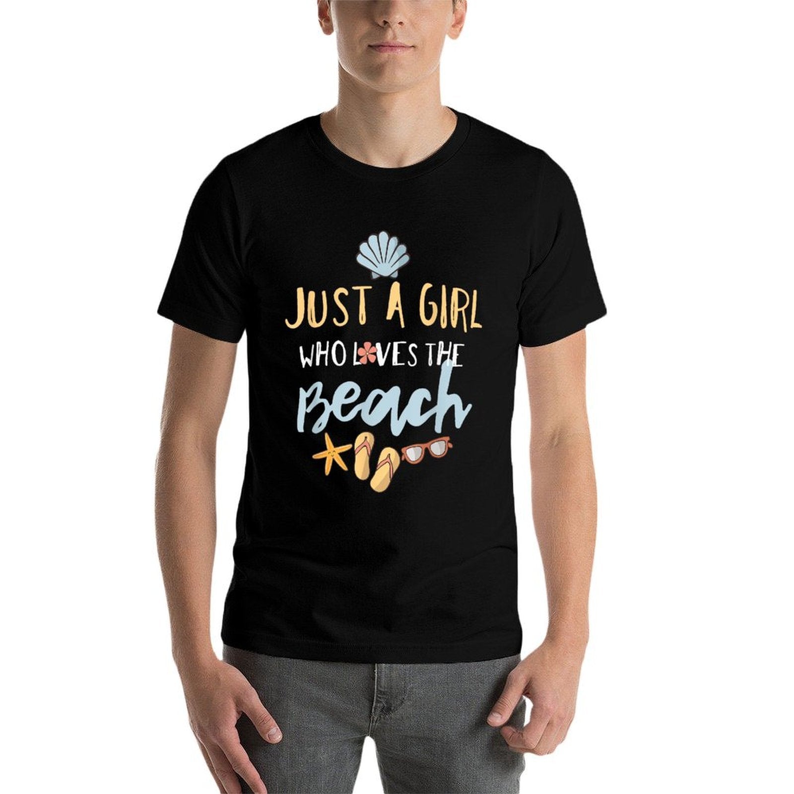 Just A Girl Who Loves The Beach  Tagless Design T-Shirt