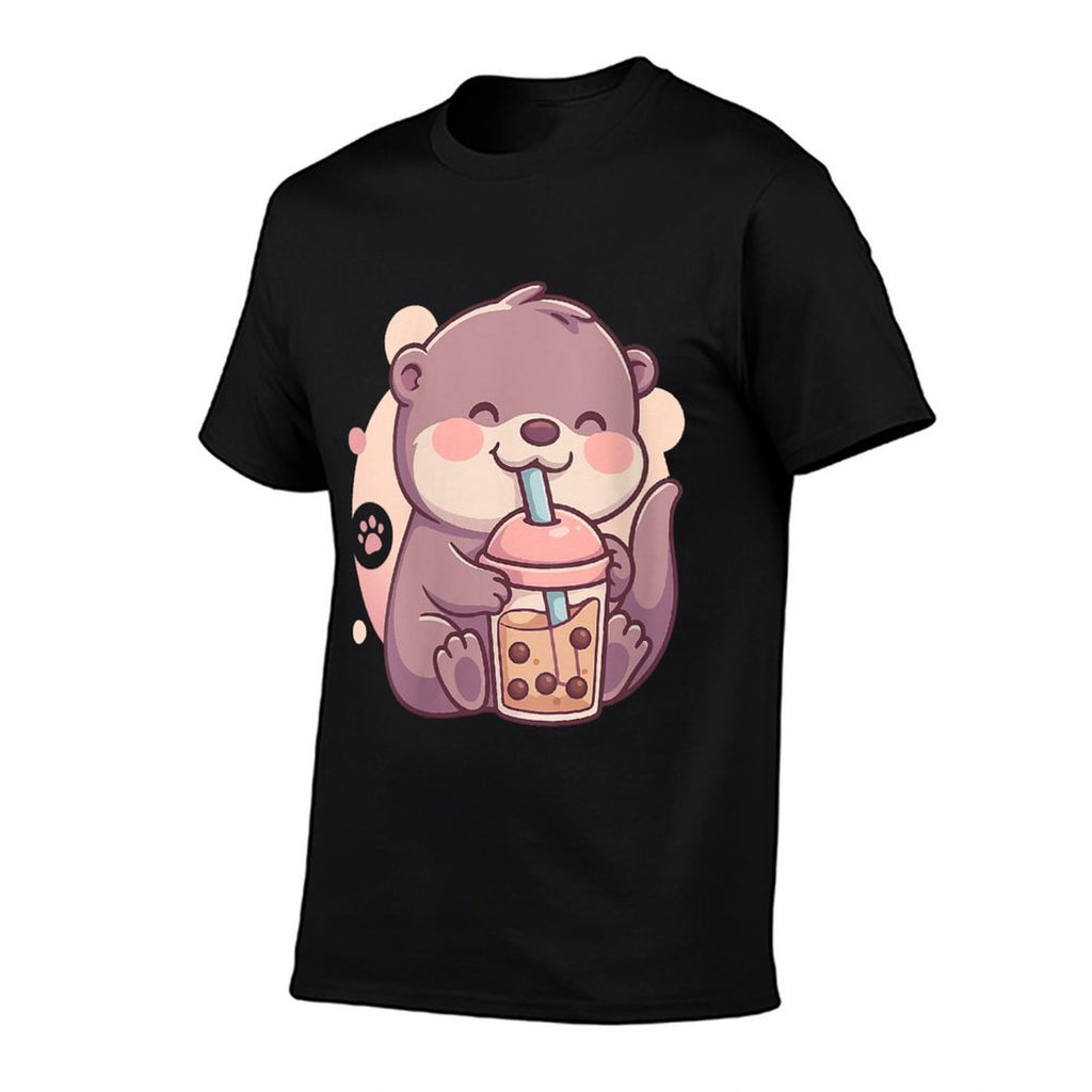 Womens Otter Drinking Bubble Tea Boba Japanese Anime Culture Manga  Graphic-printed T-Shirt