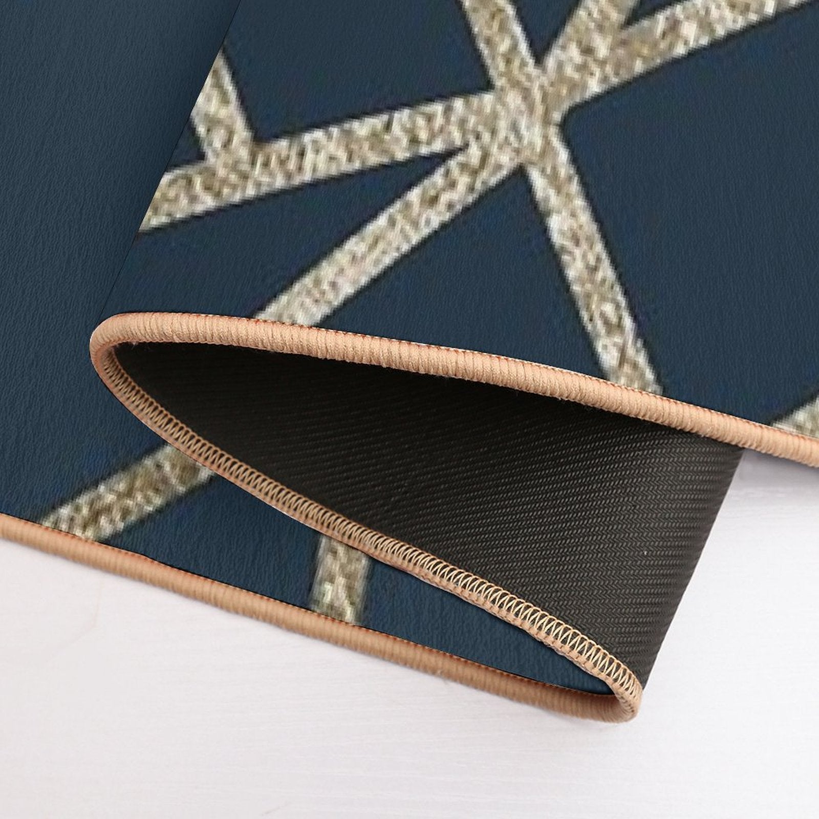 Classic Dark Blue Gold Geo #1 #geometric #decor #art Durable Bath Mat