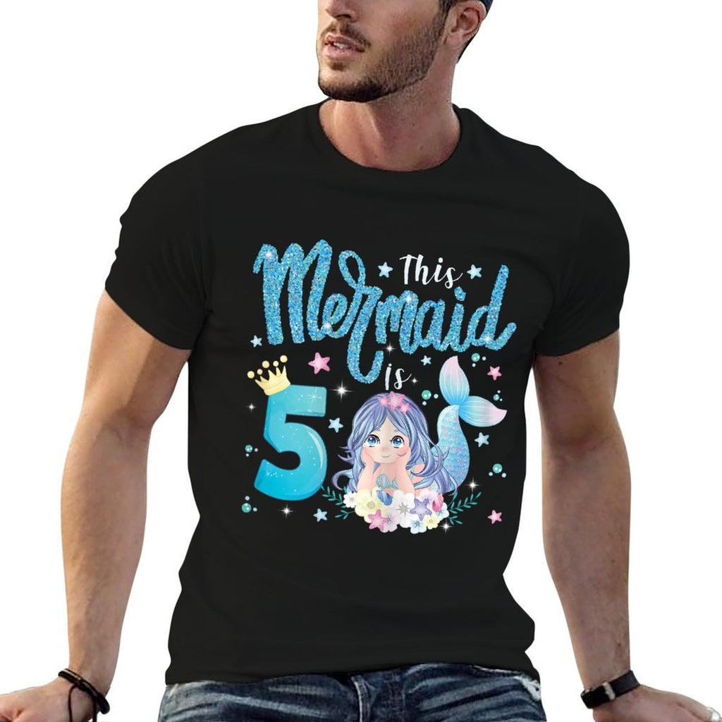 This Mermaid Is 5th Birthday Mermaid 5 Yrs Old Mermaid Bday  Relaxed-fit T-Shirt