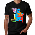Sesame Street 1st Birthday Black Classic Fit Crew Neck  Cotton T-Shirt