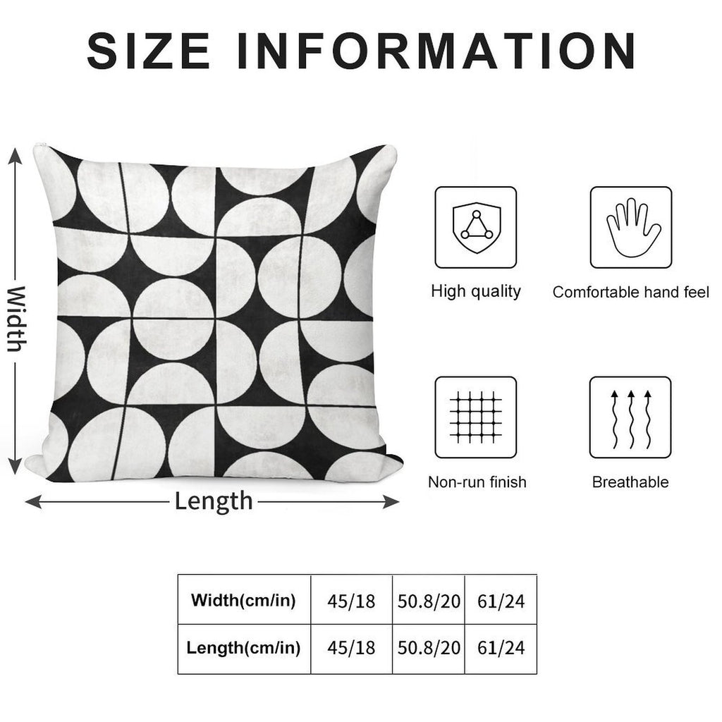 Mid-Century Modern Pattern No.2 - Black And White Concrete Soft Durable Construction Throw Pillow