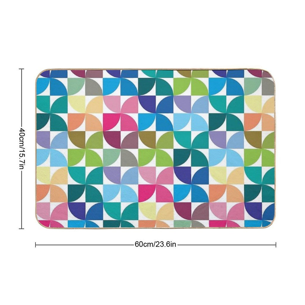 Geometric Pattern #1 (colorful Quarter Circles)  Repositionable Bath Mat