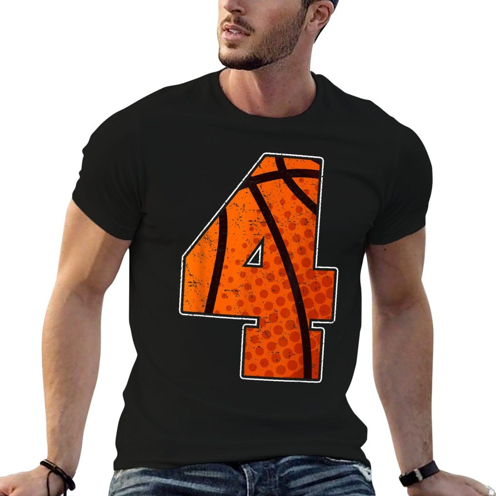 Basketball Birthday 4 Four Year Old Boy Girl Sports  Stretchy T-Shirt