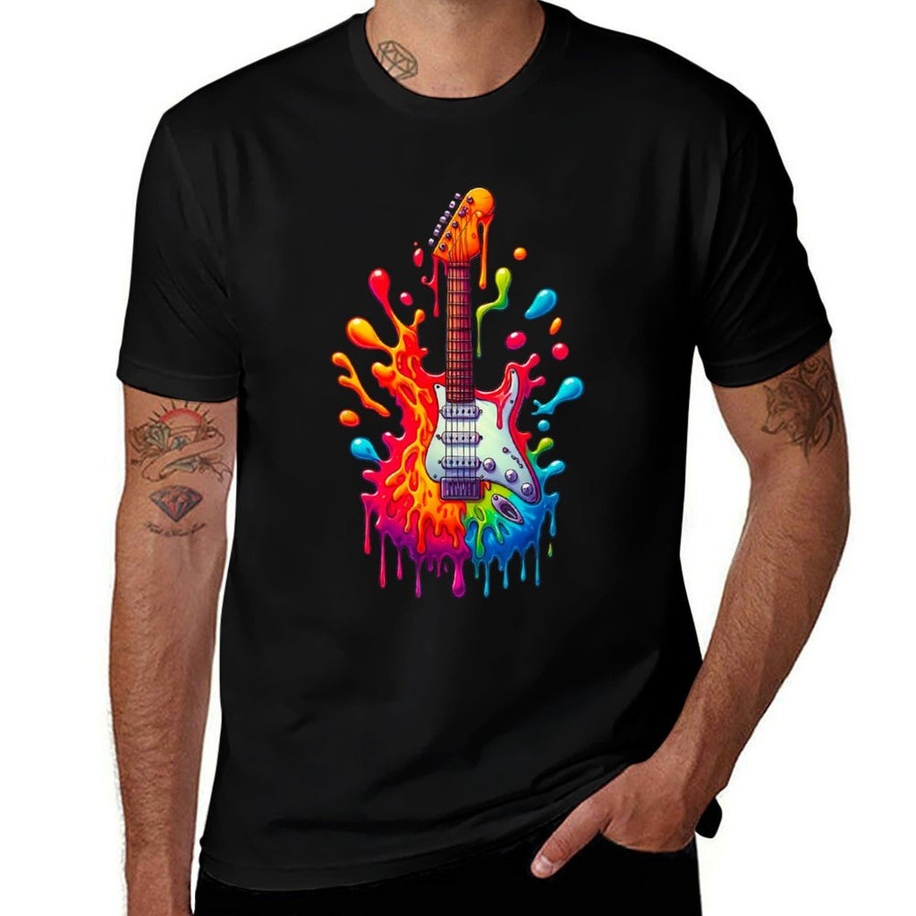 Colorful Electric Guitar Tie Dye Splash Cool Guitar Pick  Affordable Price T-Shirt