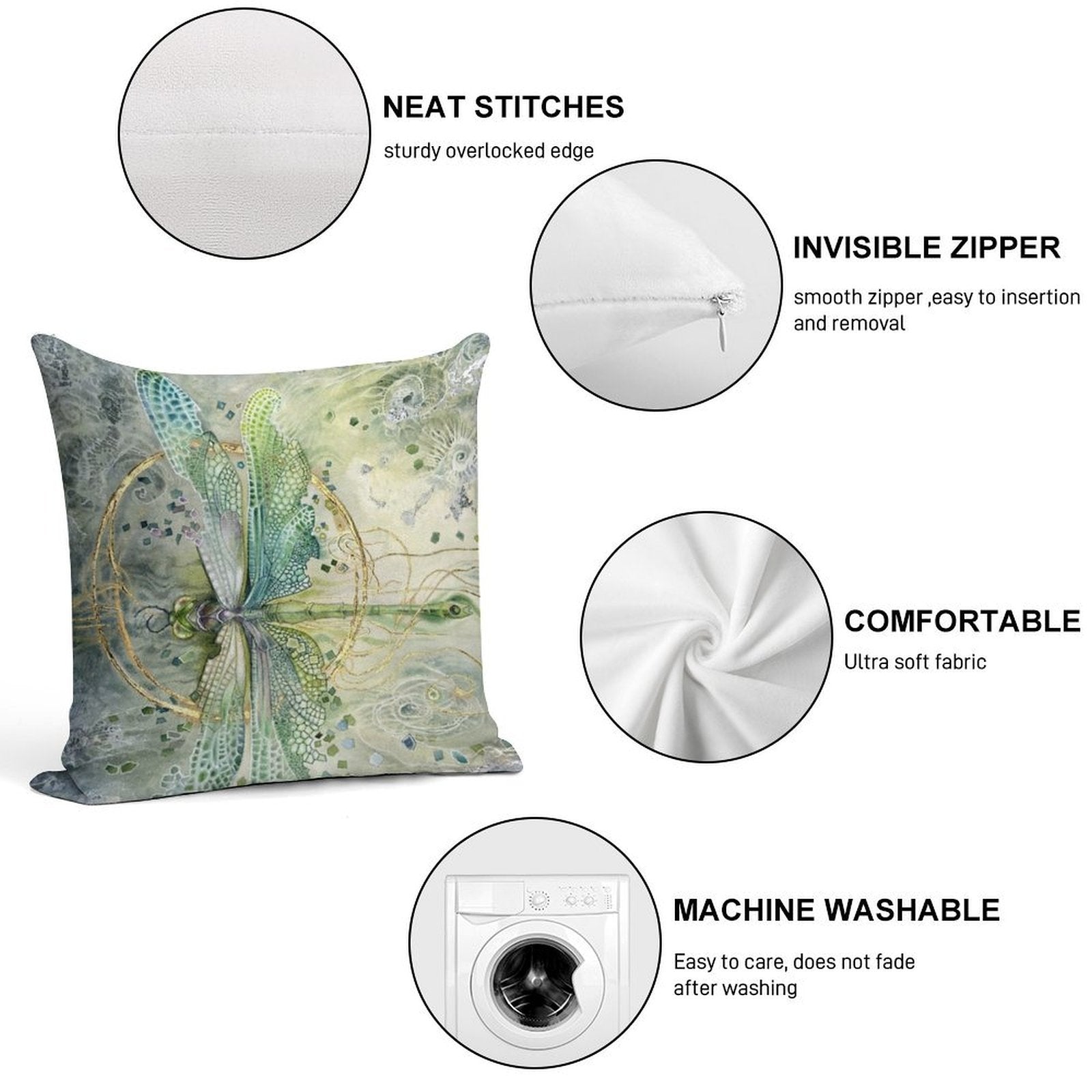 Beautiful Enchanted Dragonfly Soft Skin-Friendly Throw Pillow