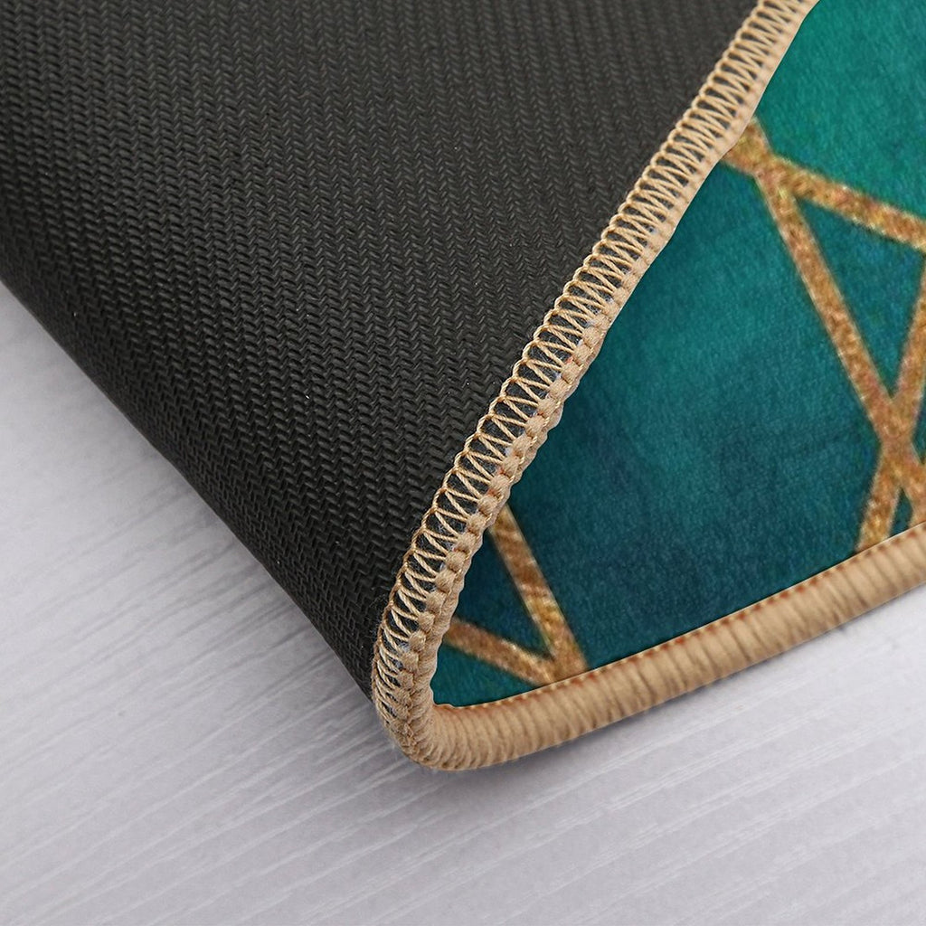 Green Gold Geometric  Repositionable Bath Mat
