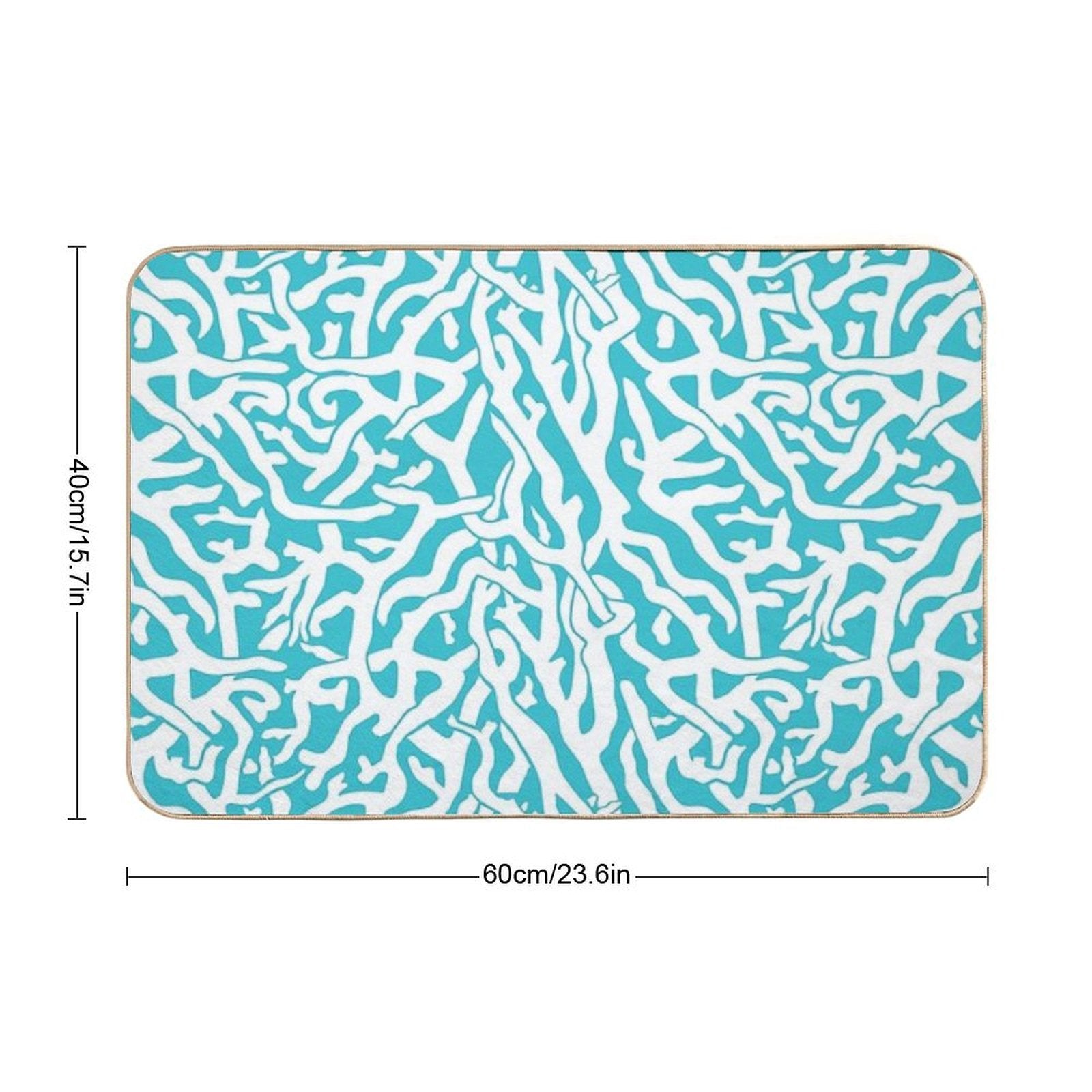 Coral Reef Pattern White Aqua Blue Beach  Absorbent Bath Mat