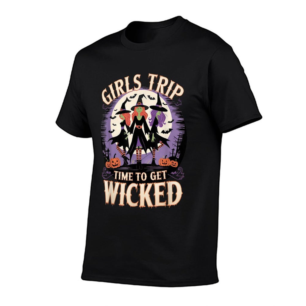 Girls Trip Women Witches Halloween Witch Time To Get Wicked  Oversized Silhouette T-Shirt