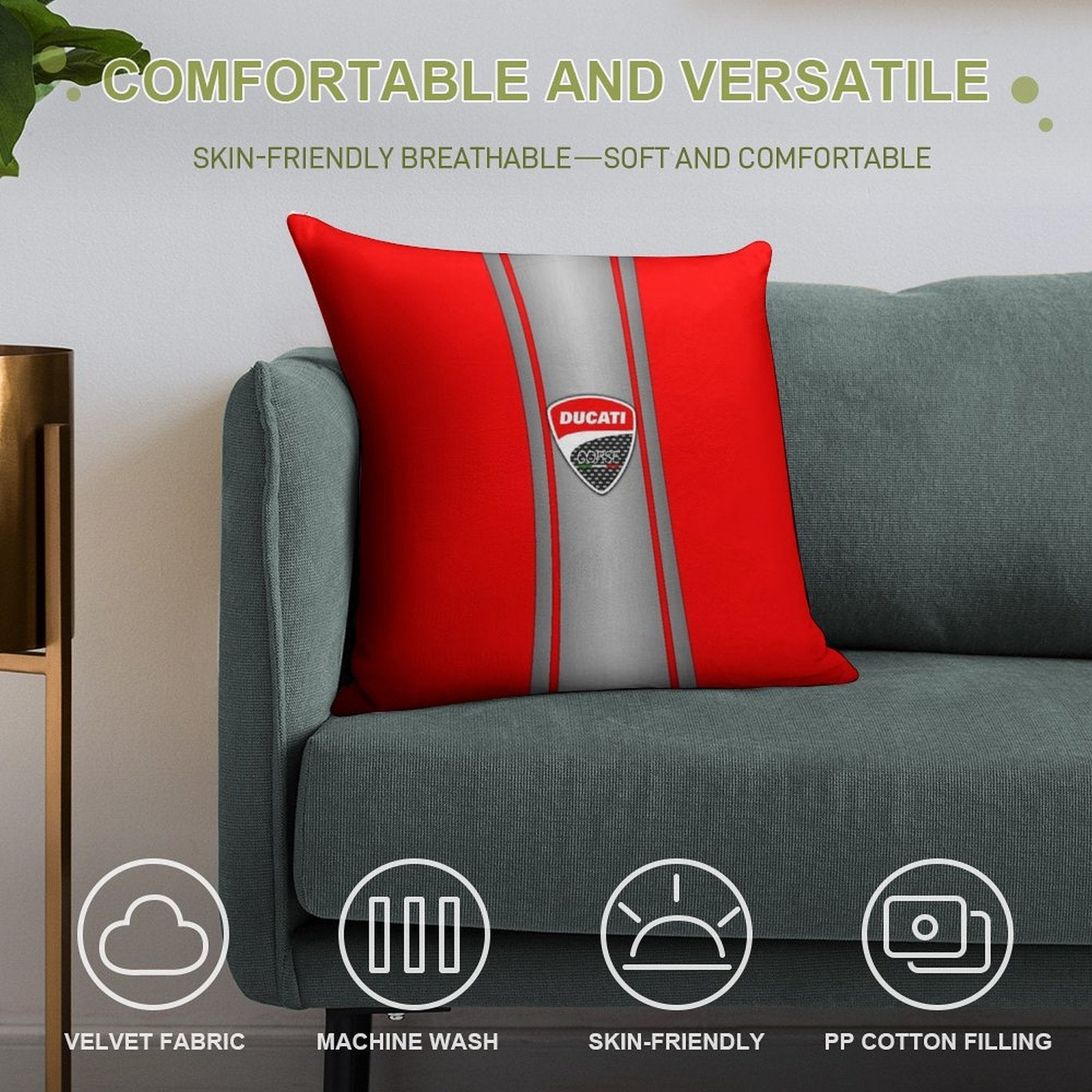 Ducati Racing Soft High-Density Material Throw Pillow