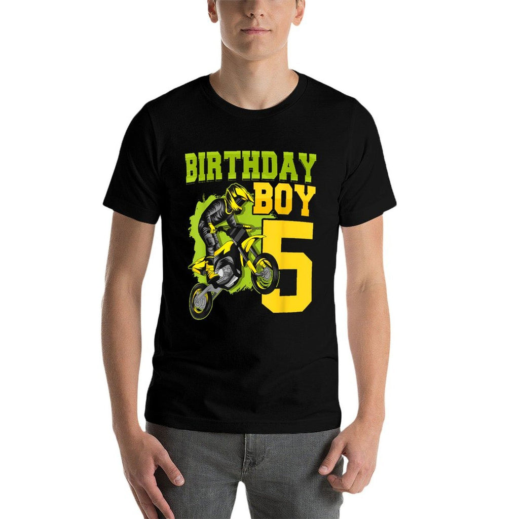 Motocross MX 5th Gift 5 Year Old Dirt Bike Birthday Party  Fade-proof Color T-Shirt