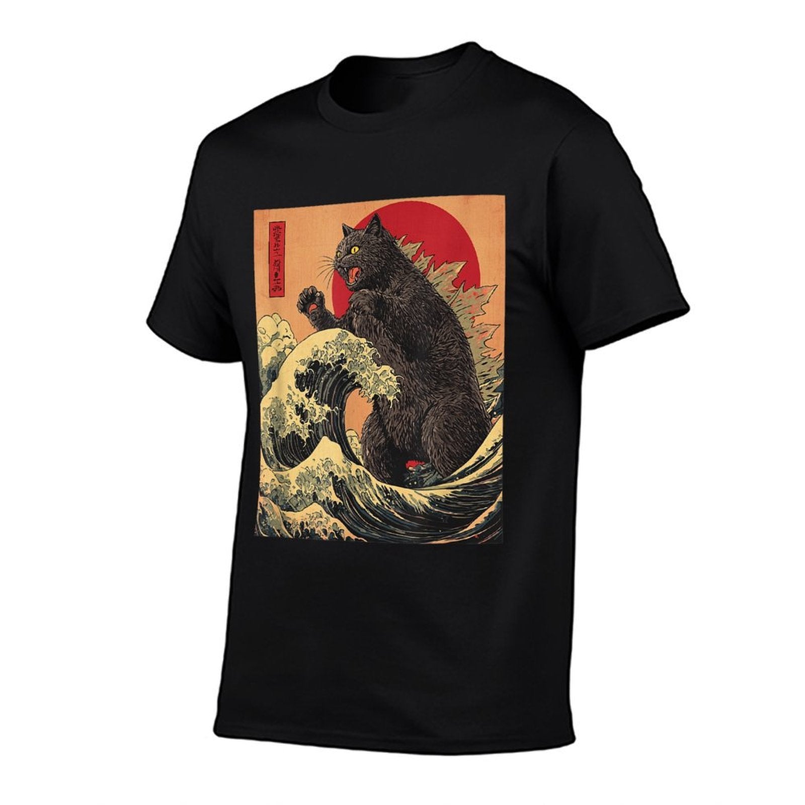 Catzilla Cat Japanese Anime Kawaii Sunset  High-quality Stitching T-Shirt