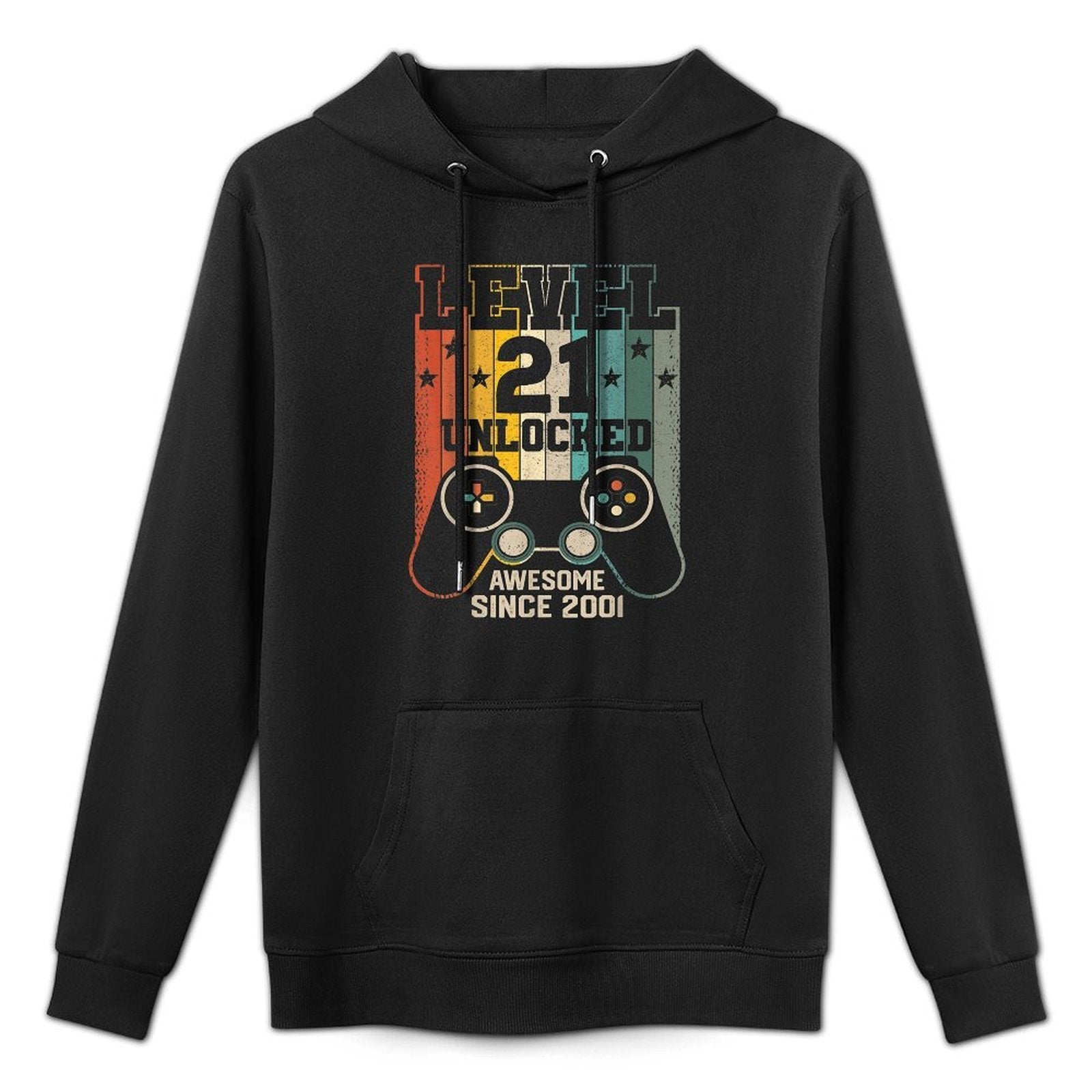 Level 21 Unlocked Awesome 2001 Men Video Game 21st Birthday Breathable Fabric Hoodie