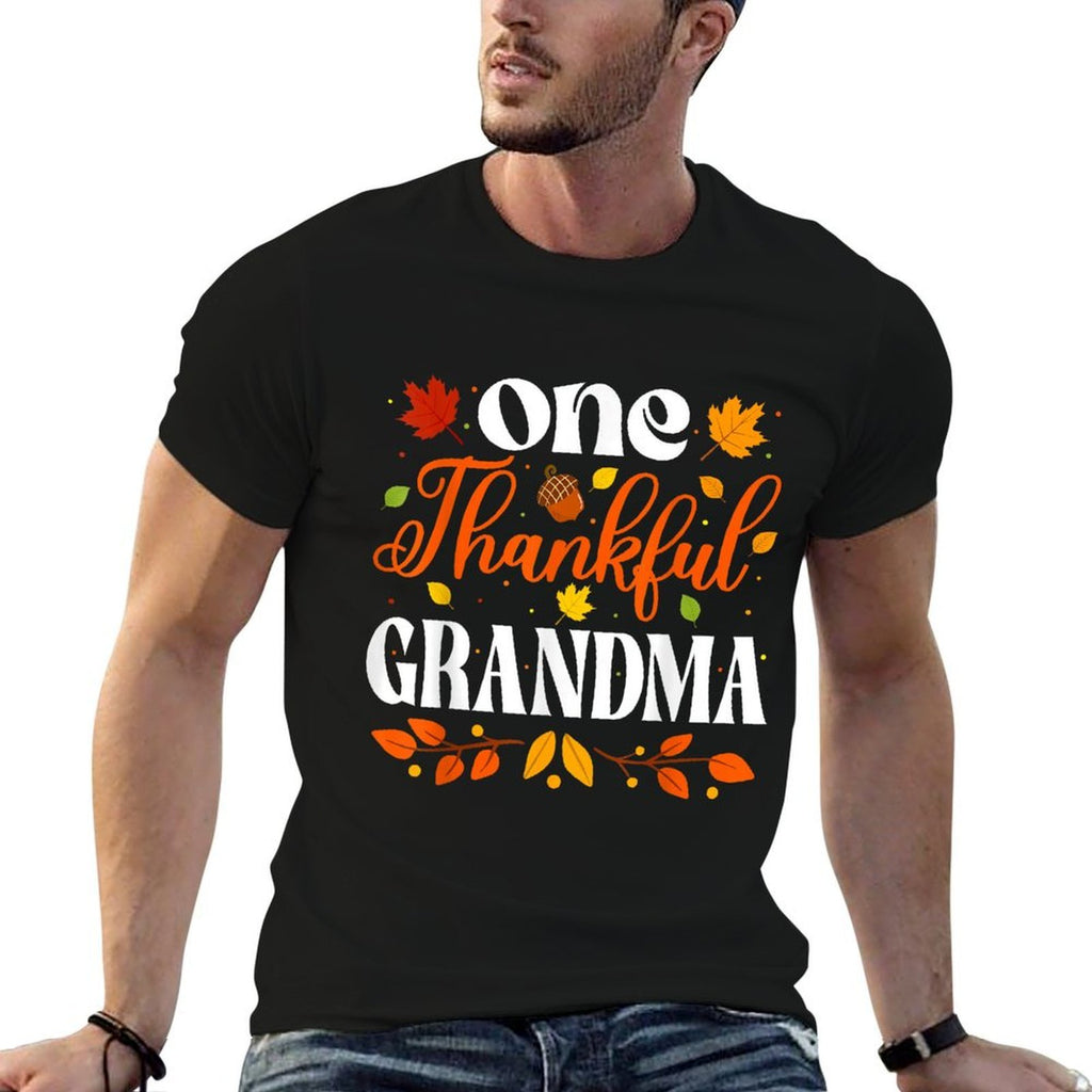 One Thankful Grandma Thanksgiving Family Autumn Fall Grandma  Relaxed-fit T-Shirt