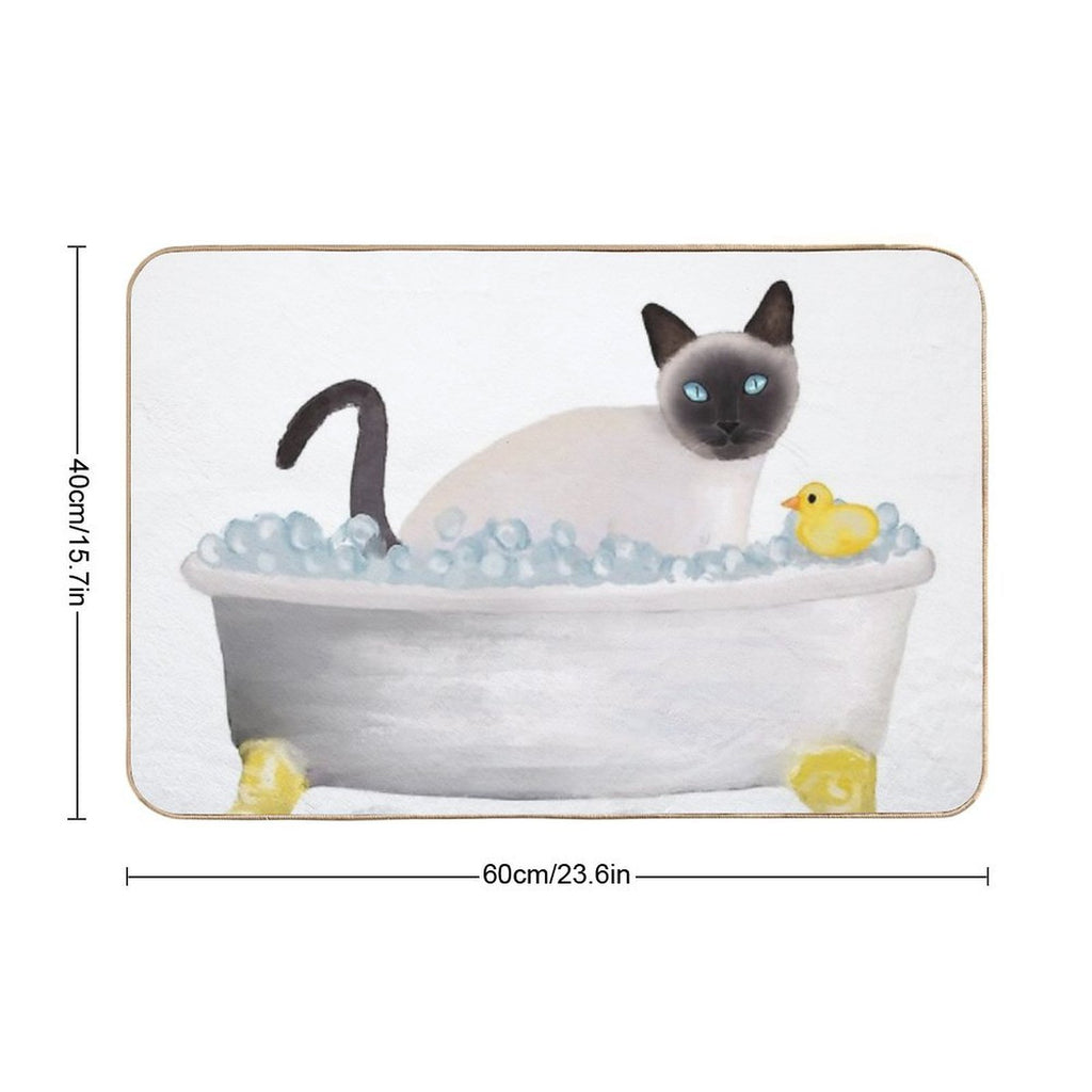 Cat In The Bathtub  Slip-Resistant Bath Mat