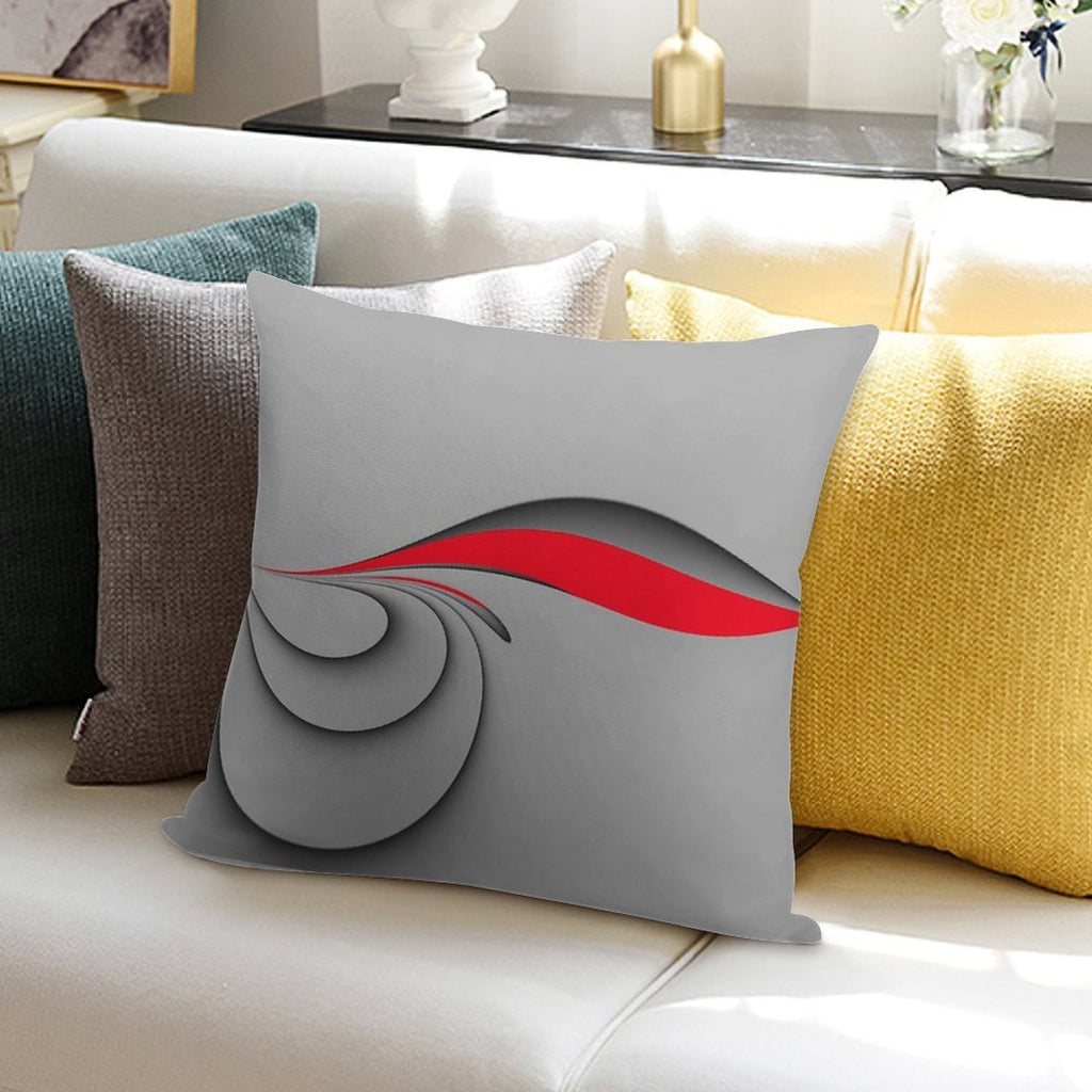 Grey And Red Soft Washable Throw Pillow