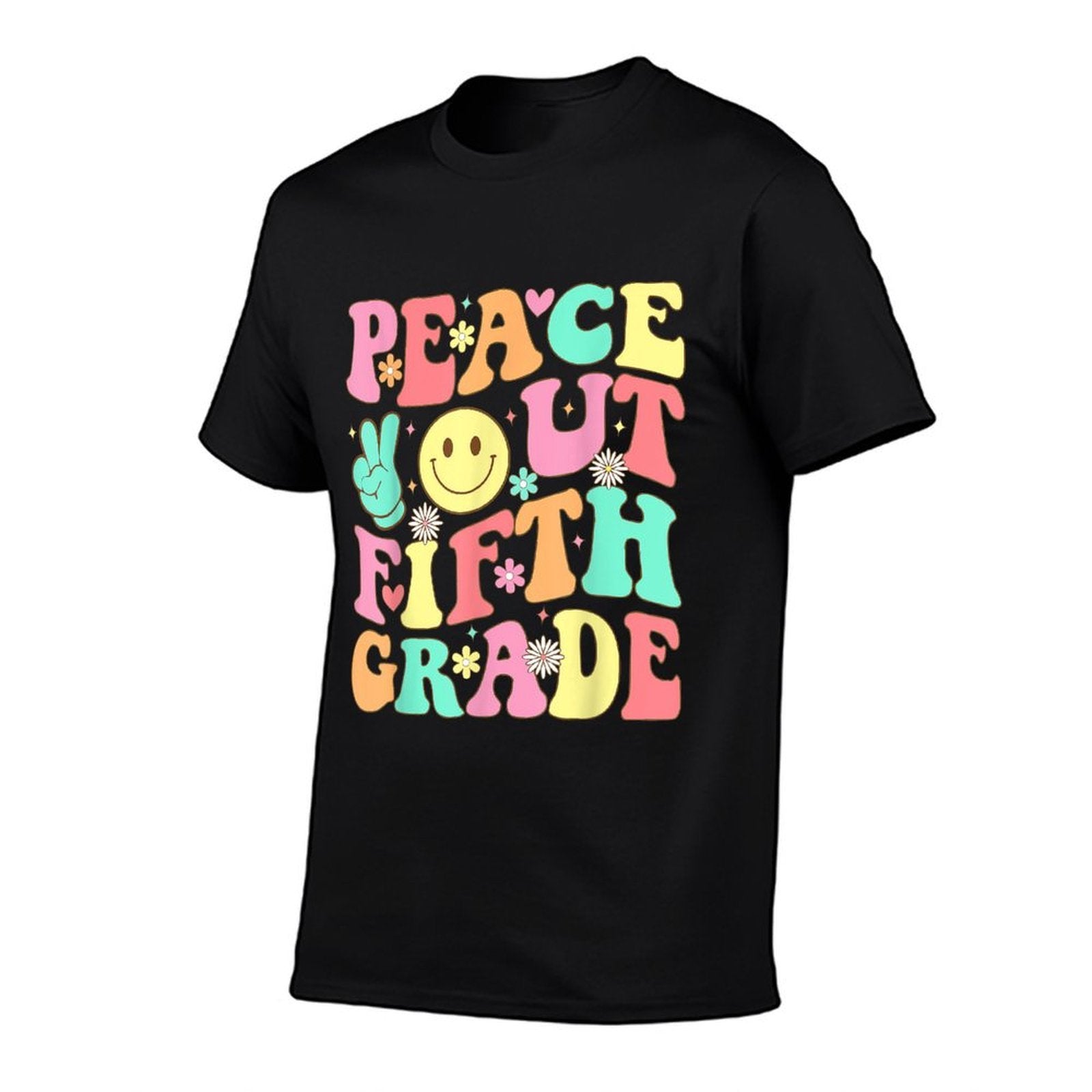 Peace Out Fifth Grade Groovy 5th Grade Last Day of School  Cotton T-Shirt