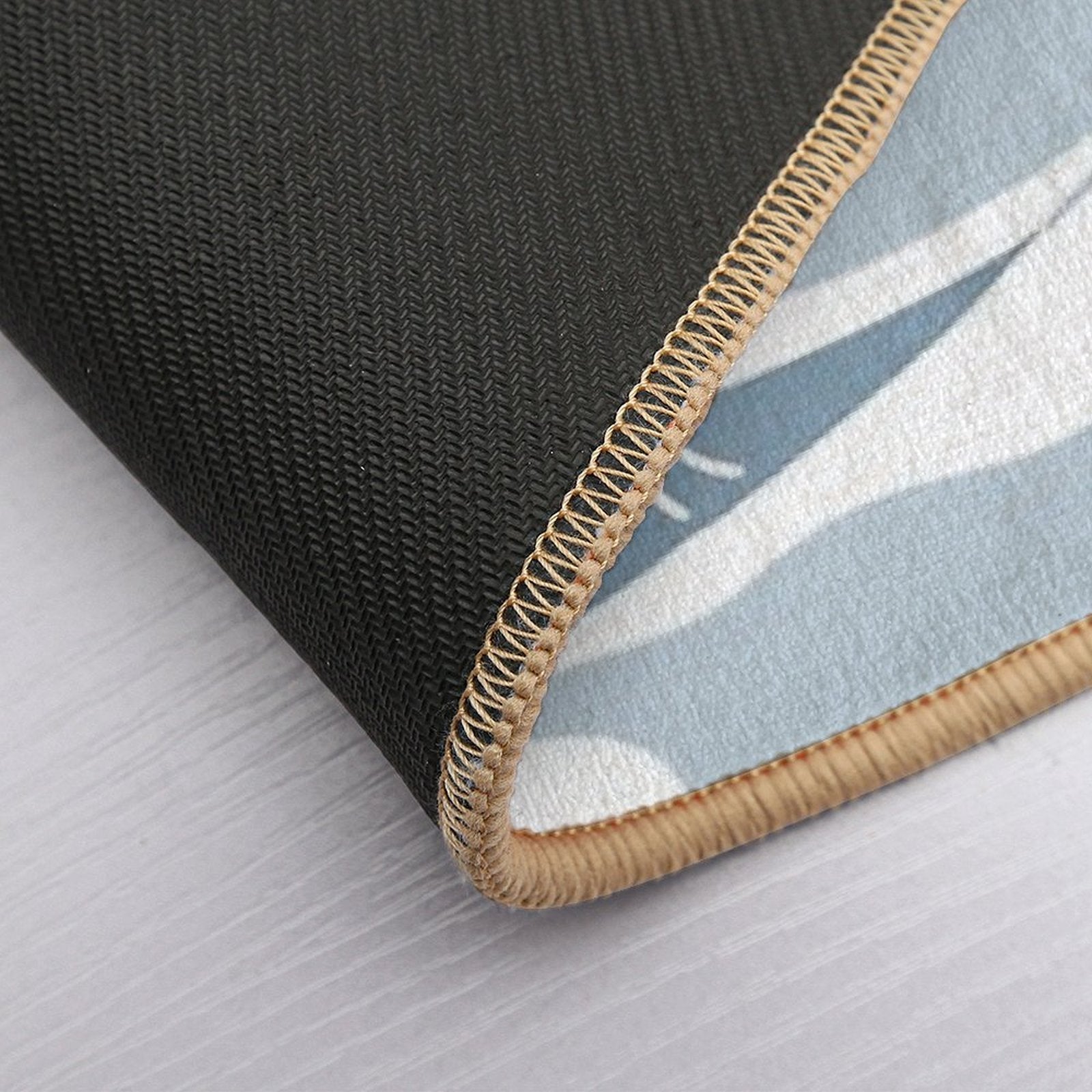 Light Blue Japanese Waves Durable Bath Mat