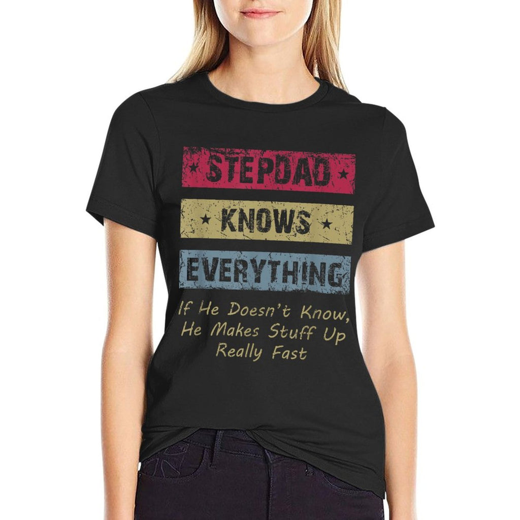 Vintage Stepdad Knows Everything Funny Step Dad Stepfather  Lightweight T-Shirt