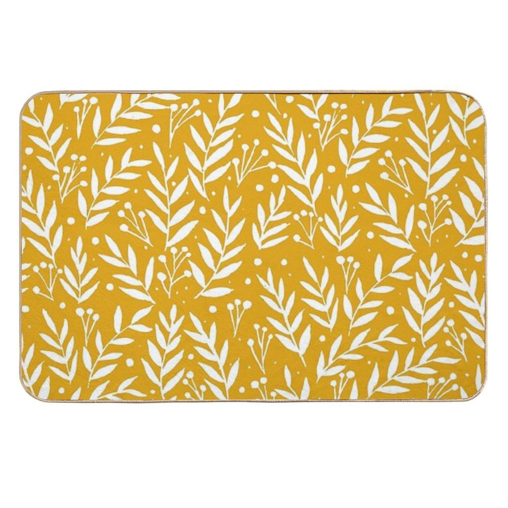 Cute Branches - Yellow Ochre  Pet-Safe Bath Mat