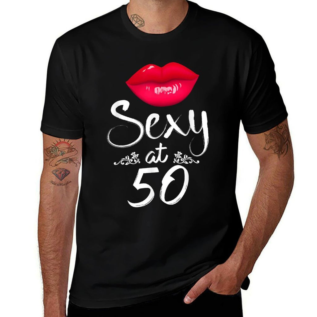 50th Birthday Gift Tshirt Sexy at 50 Shirt 50 Year Old  Polyester Blend T-Shirt