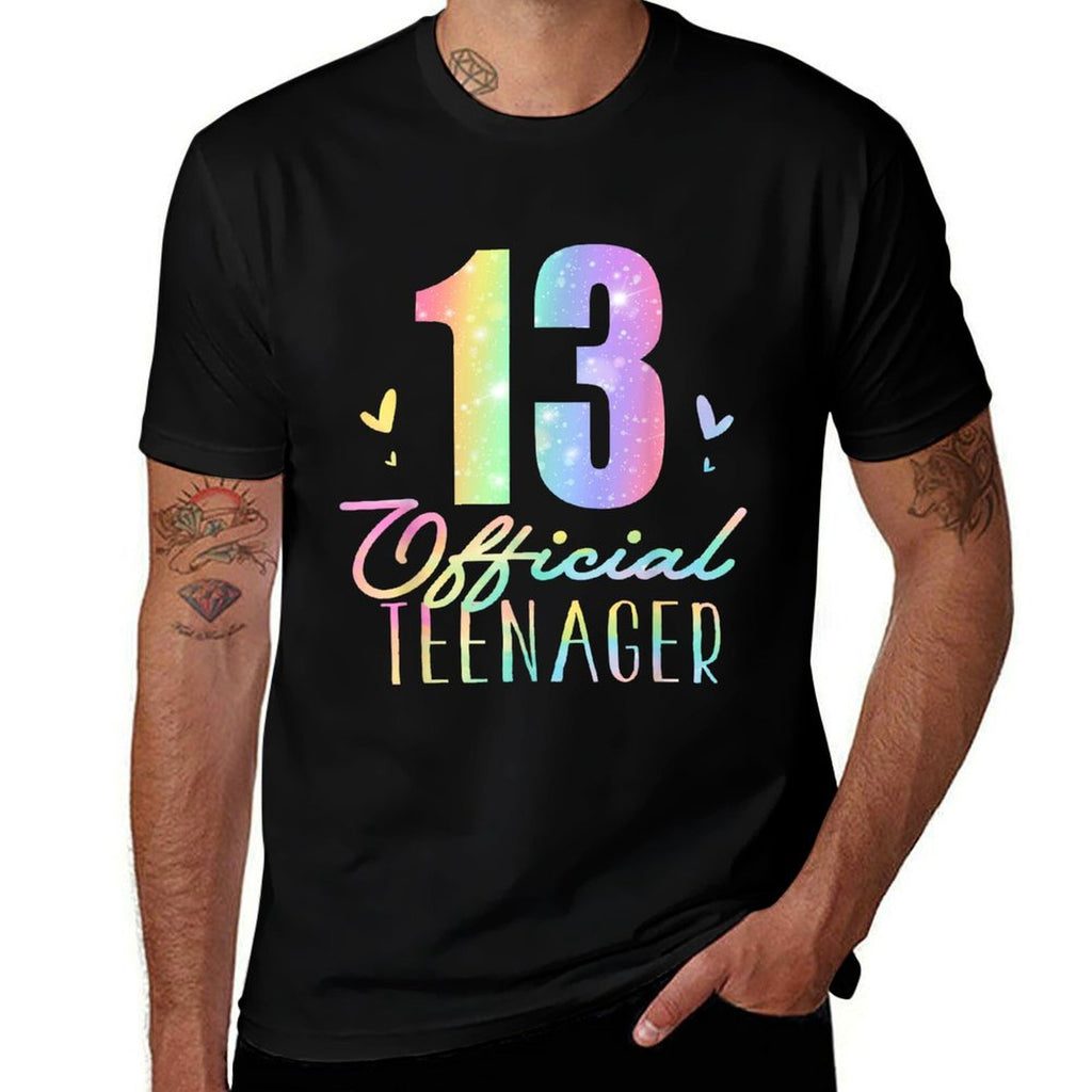 13 Officialnager Thirteen Year Old Tie Dye 13th Birthday  Ribbed Collar T-Shirt