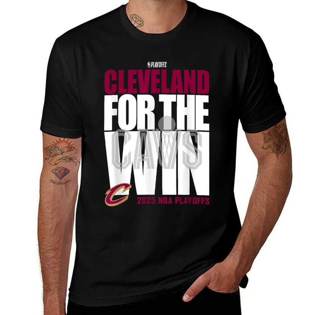 NBA Official Cleveland Cavaliers For The Win 2025 Playoffs  Easy-care T-Shirt