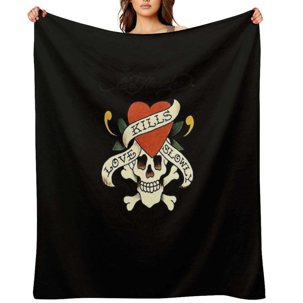 Ed Hardy Love Kills Slowly Machine-washable Throw Blanket